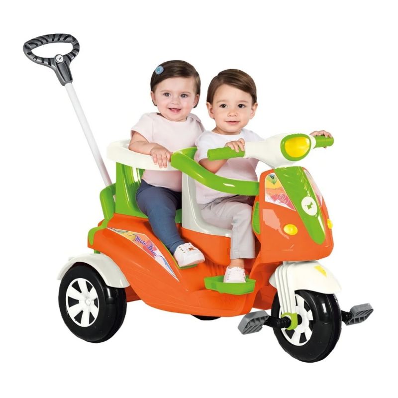 Moto Duo De Passeio E Pedal Triciclo 2 Lugares Cor Laranja